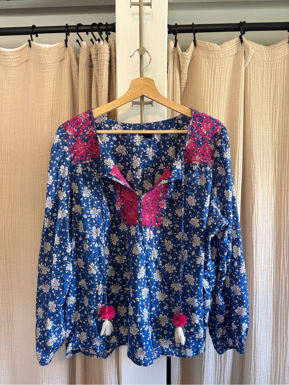 J. Crew 100% Cotton Embroidered Blouse- 2X